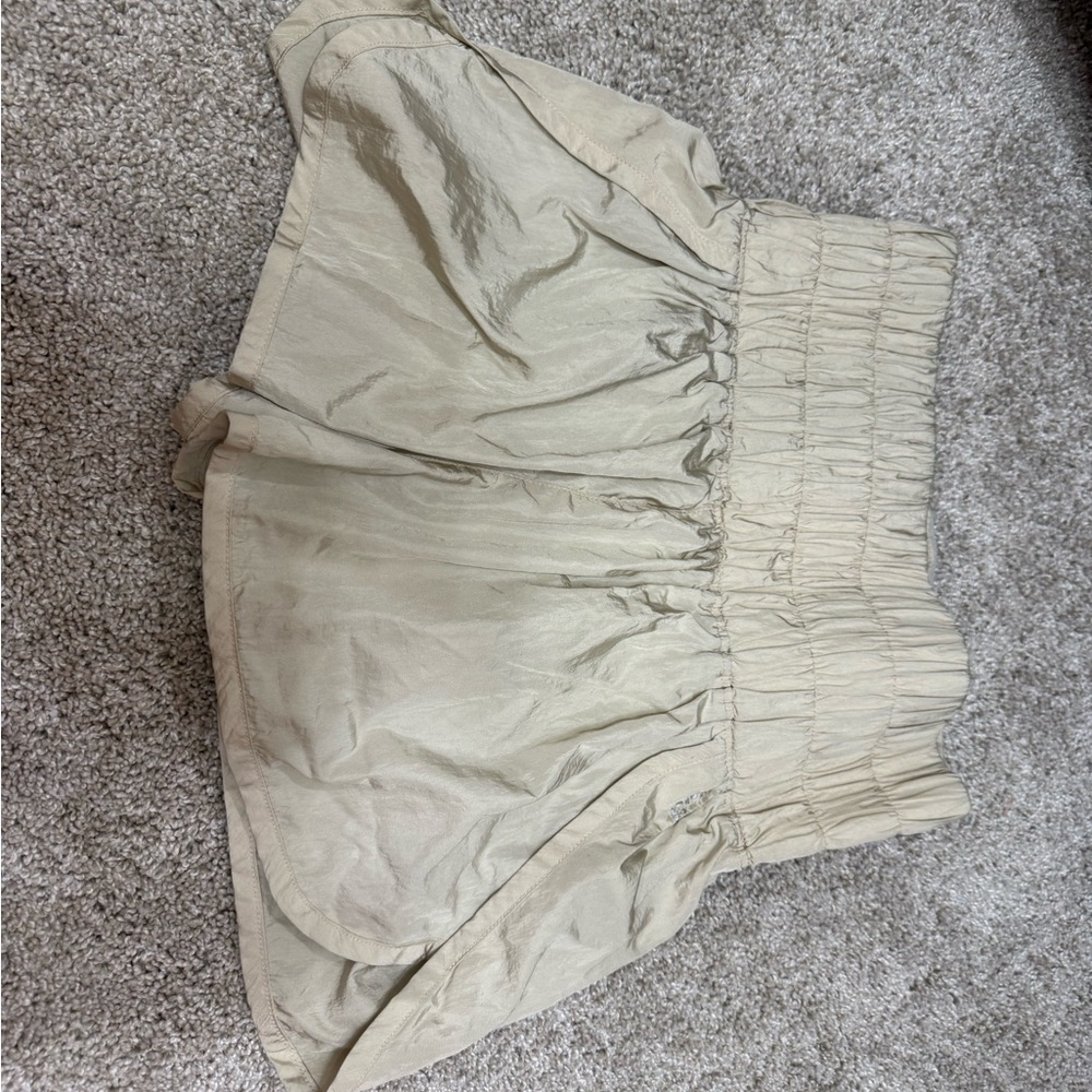 Beige High-Waisted Shorts